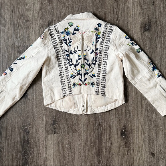 Anthropologie Cream Floral Embroidered Jacket - Picture 9 of 10